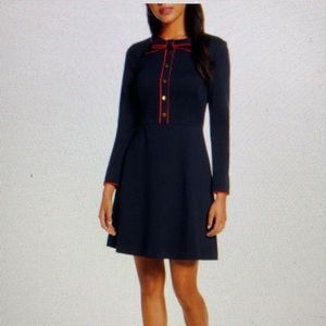 Bow Neck Long Sleeve A-Line Dress - 1901